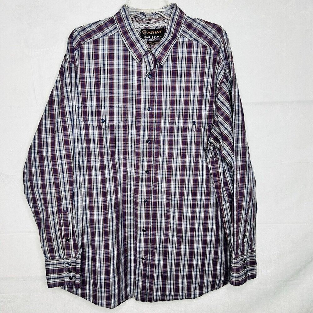 Ariat Pro Series Long-Sleeve Western Snap-Down Shirt Plaid Men's XXL Vented